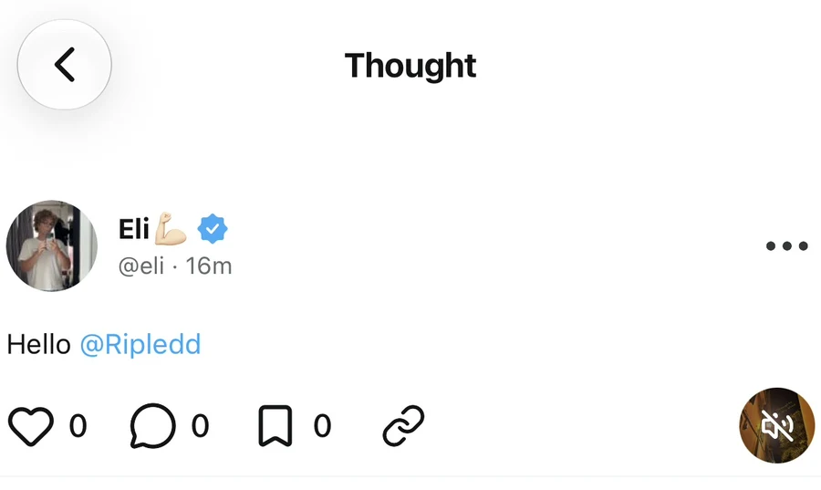 An open thought post with a three-dot menu button to the right of the author details.